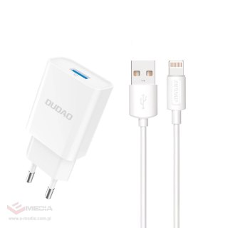 Ładowarka sieciowa Dudao A4EU USB-A 2.1A - biała + kabel USB-A - Lightning