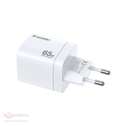 Ładowarka sieciowa GaN Wozinsky CGWCW 65W USB-A / 2 x USB-C - biała