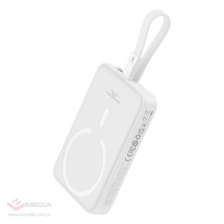 Powerbank Baseus Magnetic Mini MagSafe 10000mAh 20W z wbudowanym kablem Lightning - biały + kabel Baseus Simple Series USB-C - U