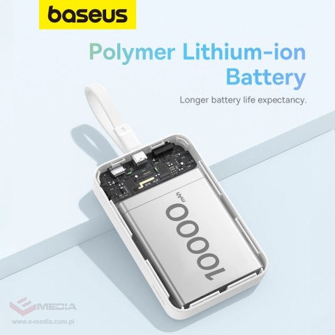 Powerbank Baseus Magnetic Mini MagSafe 10000mAh 20W z wbudowanym kablem Lightning - biały + kabel Baseus Simple Series USB-C - U