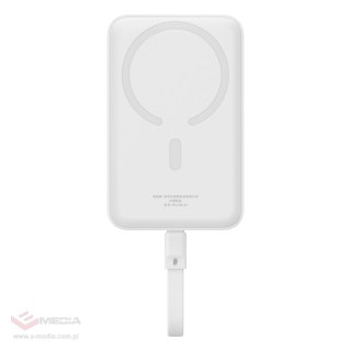 Powerbank Baseus Magnetic Mini MagSafe 10000mAh 30W z wbudowanym kablem USB-C - biały + kabel Baseus Simple Series USB-C - USB-C
