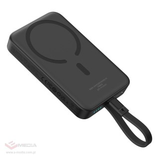 Powerbank Baseus Magnetic Mini MagSafe 10000mAh 30W z wbudowanym kablem USB-C - czarny + kabel Baseus Simple Series USB-C - USB-