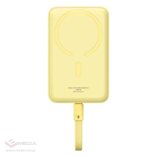 Powerbank Baseus Magnetic Mini MagSafe 10000mAh 30W z wbudowanym kablem USB-C - żółty + kabel Baseus Simple Series USB-C - USB-C