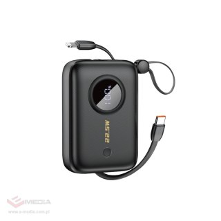Powerbank Dudao K14 10000mAh z kablami USB-C / Lightning - czarny