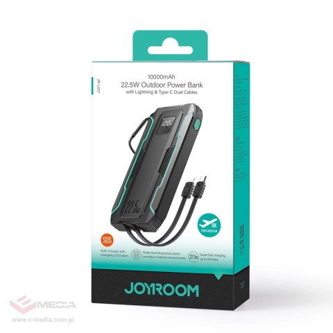 Powerbank Joyroom JR-L017 22.5W 10000mAh z wbudowanymi kablami USB-C / Lightning - czarny