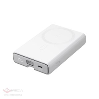 Powerbank Joyroom JR-PBM01 magnetyczny 10000mAh 20W z podstawką + kabel Lightning - USB-C - biały