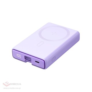 Powerbank Joyroom JR-PBM01 magnetyczny 10000mAh 20W z podstawką + kabel Lightning - USB-C - fioletowy