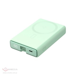 Powerbank Joyroom JR-PBM01 magnetyczny 10000mAh 20W z podstawką + kabel Lightning - USB-C - zielony