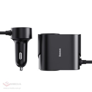 Adapter Baseus High Efficiency Pro 2x gniazdo zapalniczki z ładowarką USB-A USB-C 30W - czarny