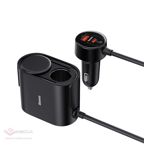 Adapter Baseus High Efficiency Pro 2x gniazdo zapalniczki z ładowarką USB-A USB-C 30W - czarny