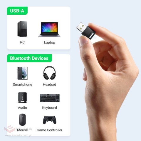 Adapter Bluetooth Ugreen CM390 5.0 USB - czarny