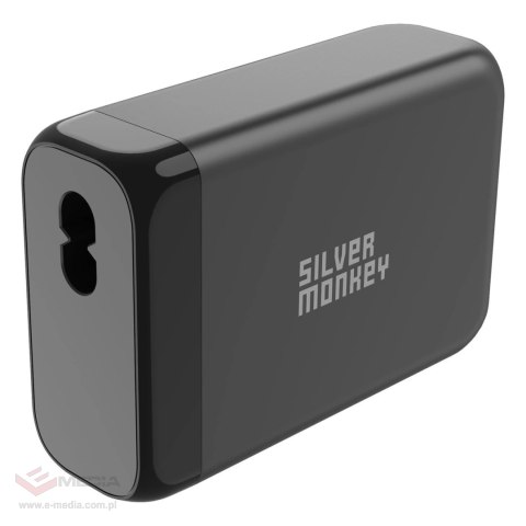 Ładowarka GaN Silver Monkey SMA151 130W 3xUSB-C PD USB-A QC 3.0 z odłączanym kablem zasilającym - czarna