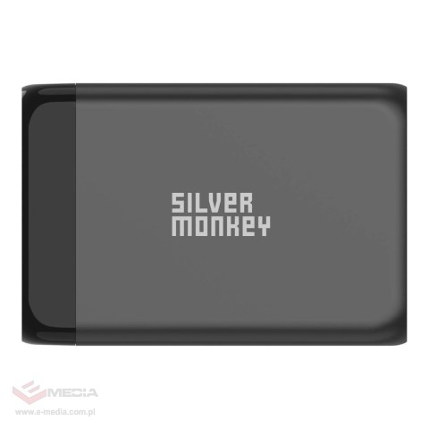 Ładowarka GaN Silver Monkey SMA151 130W 3xUSB-C PD USB-A QC 3.0 z odłączanym kablem zasilającym - czarna