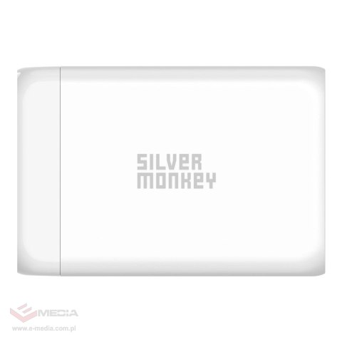 Ładowarka GaN Silver Monkey SMA152 130W 3xUSB-C PD USB-A QC 3.0 z odłączanym kablem zasilającym - biała