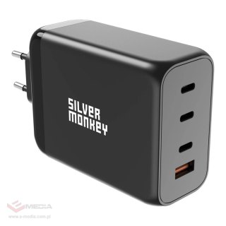 Ładowarka GaN Silver Monkey SMA153 200W 3xUSB-C PD USB-A QC 3.0 - czarna