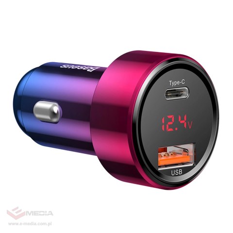 Ładowarka samochodowa Baseus Magic Series PPS USB-C / USB-A 45W PD QC 5A - różowo-niebieska