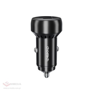 Ładowarka samochodowa Choetech TC0014 USB-C USB-A PD 60W z podświetleniem LED - czarna