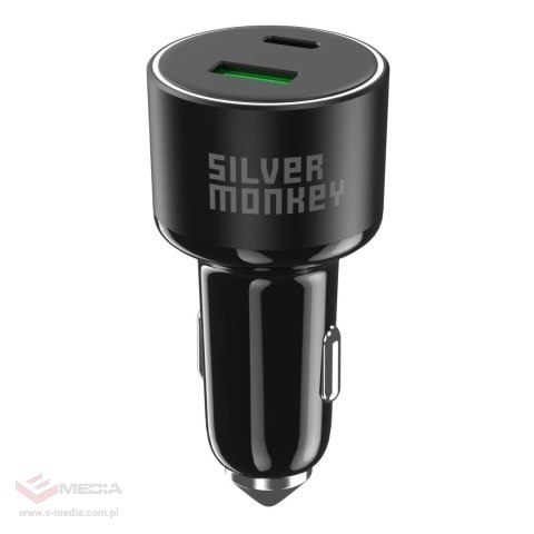 Ładowarka samochodowa Silver Monkey SMA014 100W 1xUSB-C PD 1xUSB-A QC 3.0 - czarna