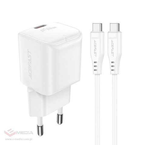 Ładowarka sieciowa Acefast A77 Mini PD 30W GaN + kabel USB-C - biała