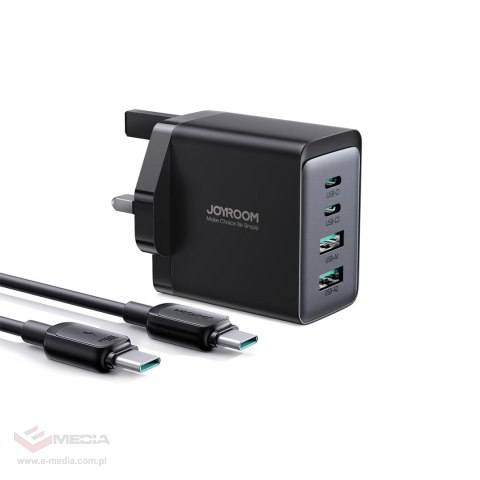 Ładowarka sieciowa Joyroom TCG02 PD USB-C USB-A 67W GaN (UK) + kabel USB-C - czarna