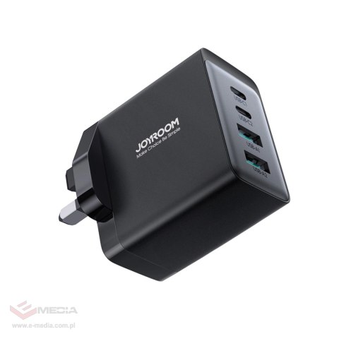 Ładowarka sieciowa Joyroom TCG02 PD USB-C USB-A 67W GaN (UK) + kabel USB-C - czarna