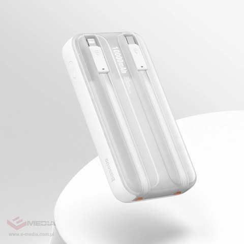 Powerbank Baseus Comet Series z wyświetlaczem 10000mAh 22.5W - biały + kabel USB-A - USB-C