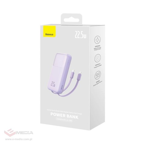 Powerbank Baseus Comet Series z wyświetlaczem 10000mAh 22.5W - fioletowy + kabel USB-A / USB-C