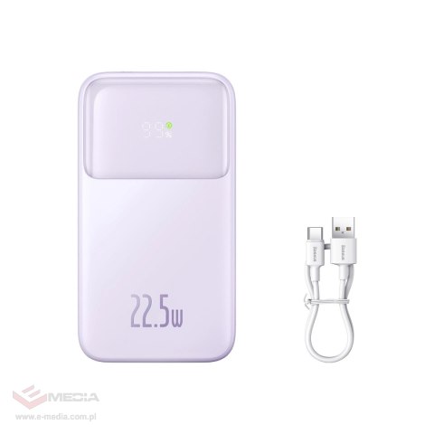 Powerbank Baseus Comet Series z wyświetlaczem 20000mAh 22.5W - fioletowy + kabel USB-A / USB-C