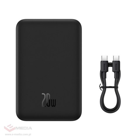 Powerbank Baseus Magnetic Mini 20000 mAh 20W - czarny + kabel USB-C / USB-C