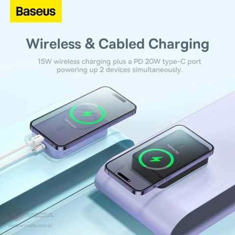 Powerbank Baseus Magnetic Mini 20000 mAh 20W - czarny + kabel USB-C / USB-C