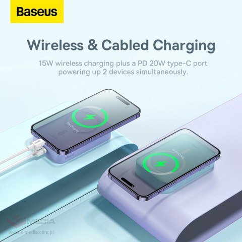 Powerbank Baseus Magnetic Mini 20000 mAh 20W - niebieski + kabel USB-C / USB-C