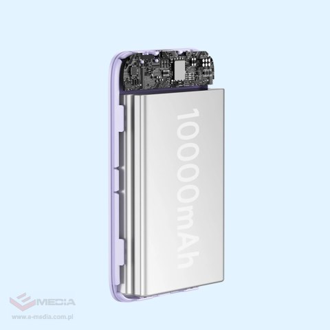 Powerbank Baseus Magnetic Mini indukcyjny 10000mAh 20W - fioletowy + kabel USB-C - USB-C