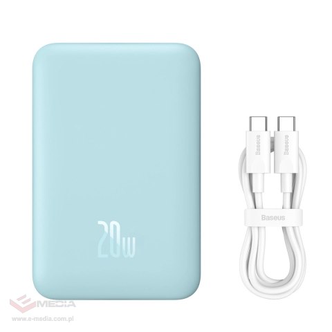 Powerbank Baseus Magnetic Mini indukcyjny 10000mAh 20W - niebieski + kabel USB-C - USB-C