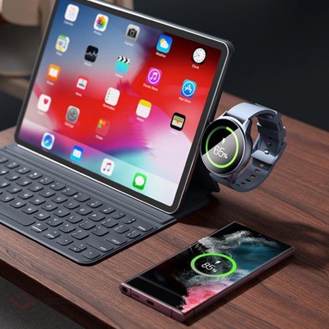 Stacja ładująca 4w1 Joyroom JR-WQS01 Samsung Galaxy USB-C składana + kabel USB-A - USB-C - czarna