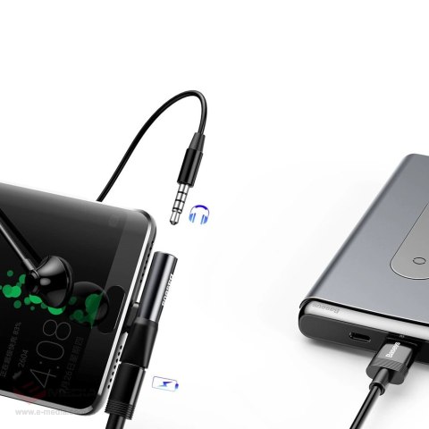 Baseus Audio Converter L41 adapter przejściówka ze złącza USB-C na port USB-C + gniazdo słuchawkowe 3,5 mm czarny (CATL41-01)