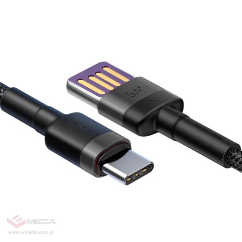 Baseus Cafule kabel przewód USB Typ C SuperCharge 40W Quick Charge 3.0 QC 3.0 1m szaro-czarny (CATKLF-PG1)