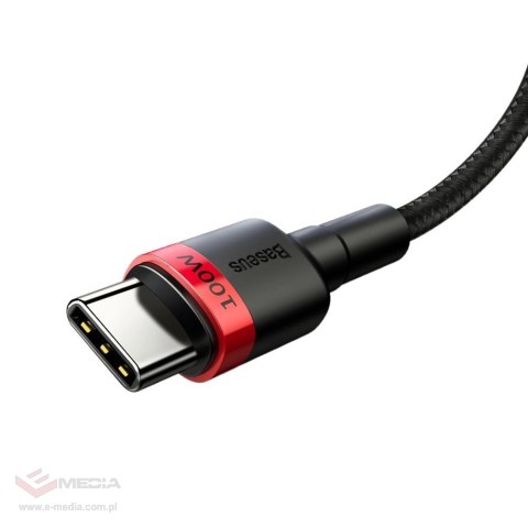 Kabel Baseus CATKLF-AL91 USB-C - USB-C PD QC 100W 5A 480Mb/s 2m - czarno-czerwony