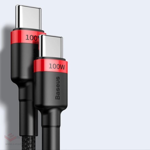 Kabel Baseus CATKLF-AL91 USB-C - USB-C PD QC 100W 5A 480Mb/s 2m - czarno-czerwony