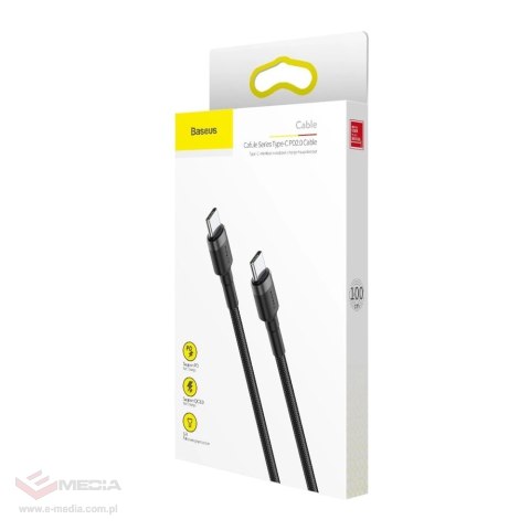 Kabel Baseus CATKLF-GG1 USB-C - USB-C PD QC 60W 3A 480Mb/s 1m - czarno-szary