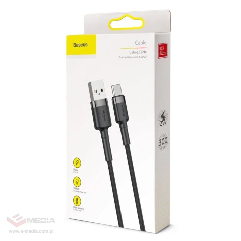 Kabel Baseus Cafule Cable USB-A / USB-C QC3.0 2A 3m - szaro-czarny