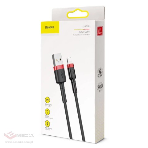 Kabel Baseus Cafule USB-A / Lightning 2A QC 3.0 3 m - czarno-czerwony