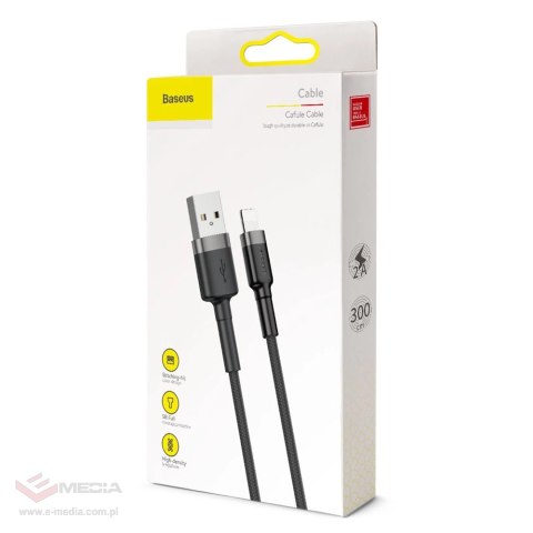 Kabel Baseus Cafule USB-A / Lightning 2A QC 3.0 3 m - czarno-szary