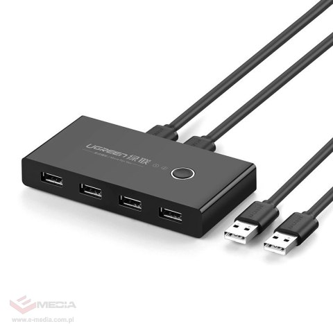 Ugreen switch box HUB przełącznik 4x USB 2.0 rozdzielacz USB na dwa komputery czarny (30767)