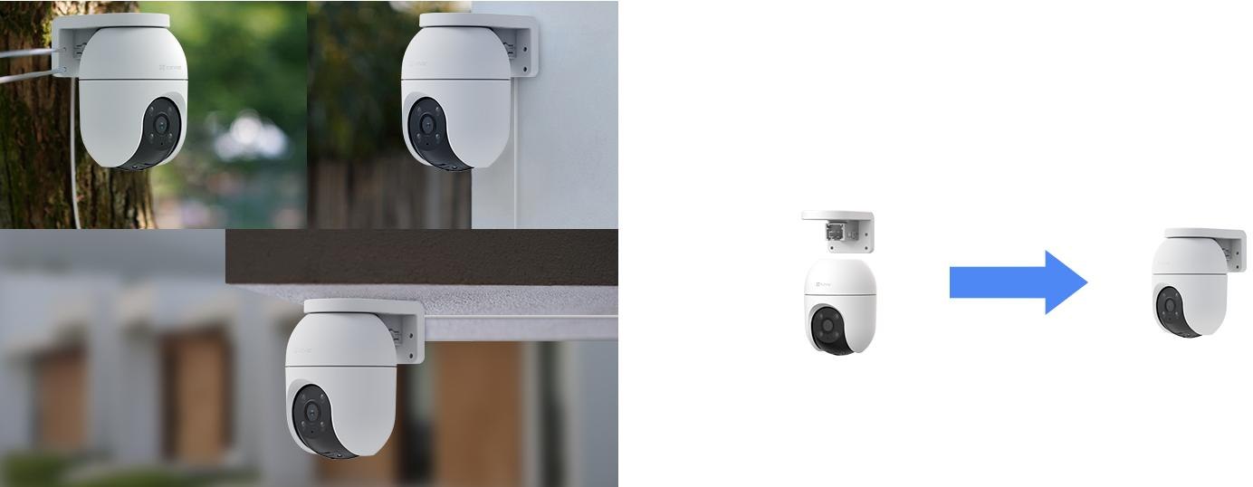 Obrotowa kamera monitorująca Wi-Fi EZVIZ C8c 3K 5MPx 360° - łatwa i elastyczna instalacja urządzenia monitorującego
